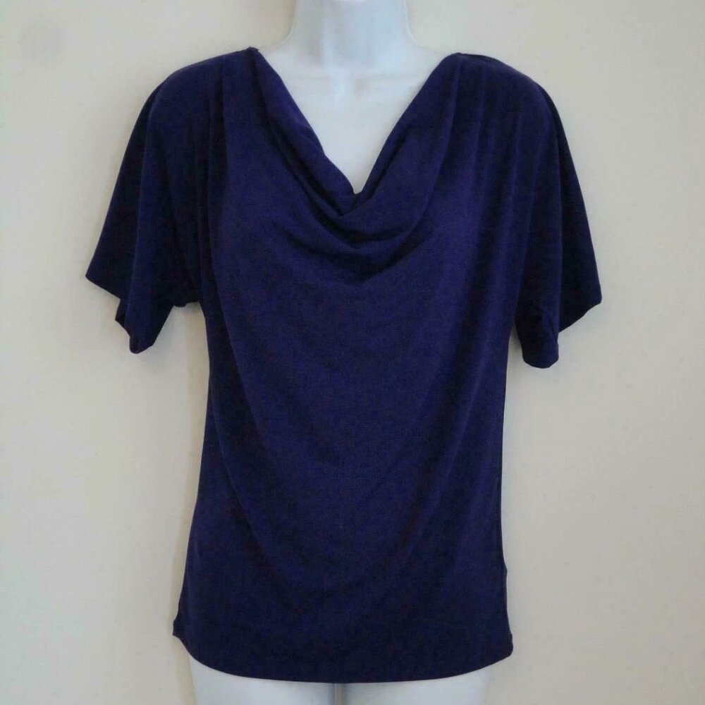 New MICHAEL KORS Purple Cowl Neck Cold Shoulder Jersey Top Extra Small XS